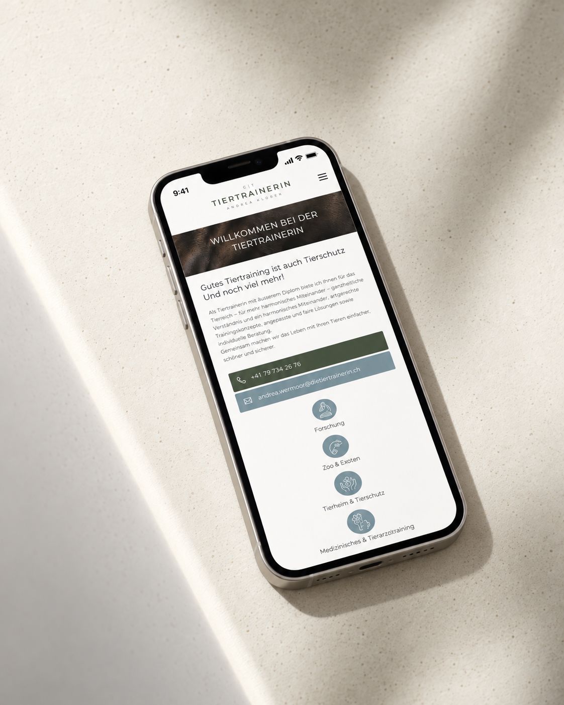 Portfolio Online auf Tour Tiertrainerin