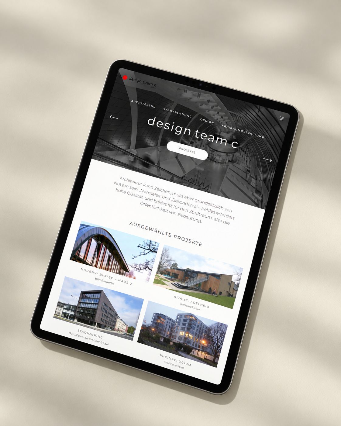Portfolio Online auf Tour designteam c Architekten